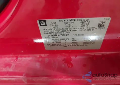 2017 GMC Sierra 1500 Sle from USA, damaged, VIN 1GTV2MEC3HZ100921